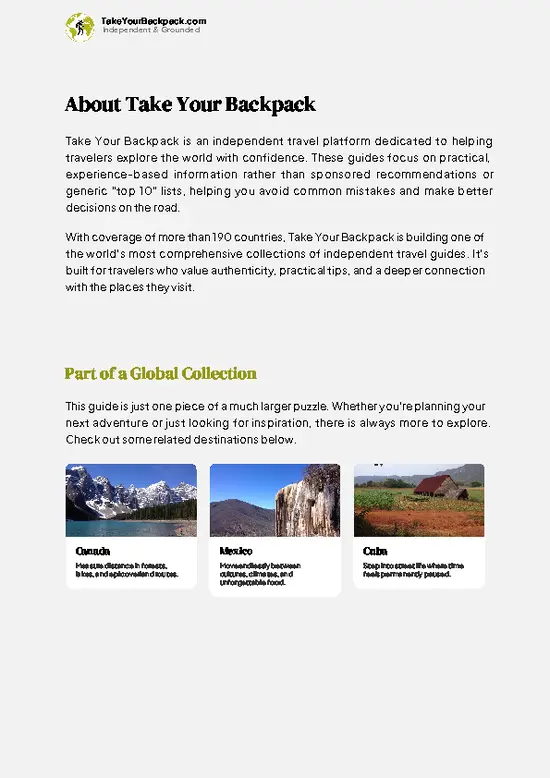 example page 1 from our offline Travel Guide for United States